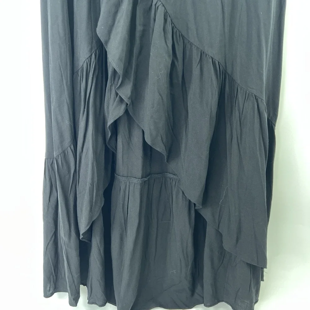 Halara Maxi Skirt Sz M Black High Waist Tiered Ruffle Hem Flowy Boho Resort - Picture 4 of 15